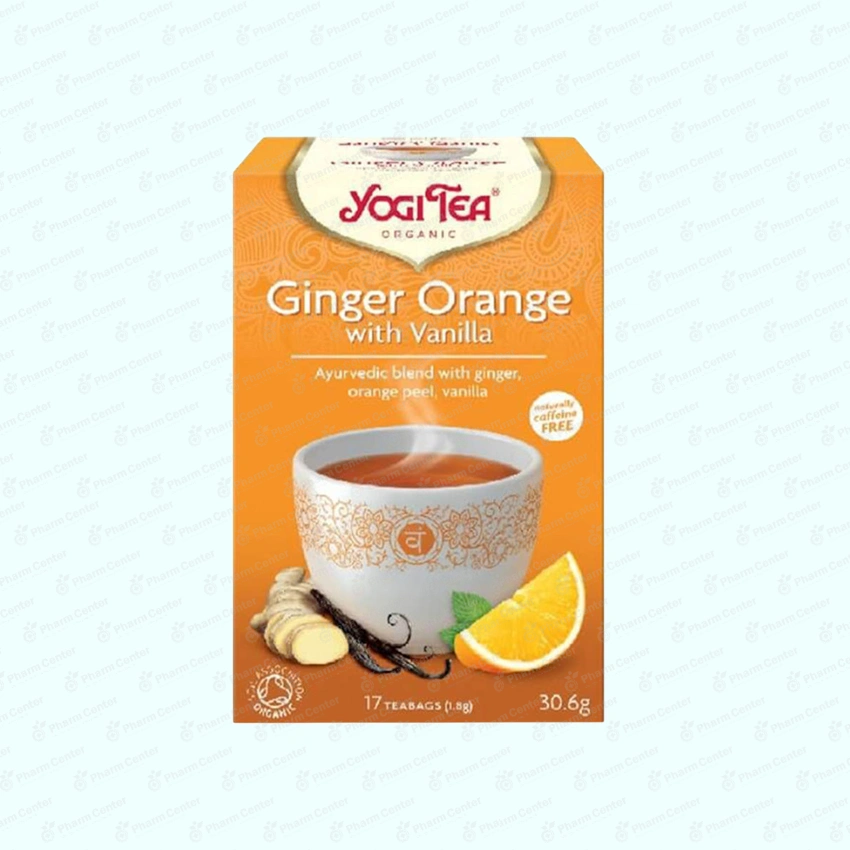 Чай в пакетиках YOGI TEA Ginger Orange with Vanilla, Имбирь с апельсином и ванилью 1,8г х 17